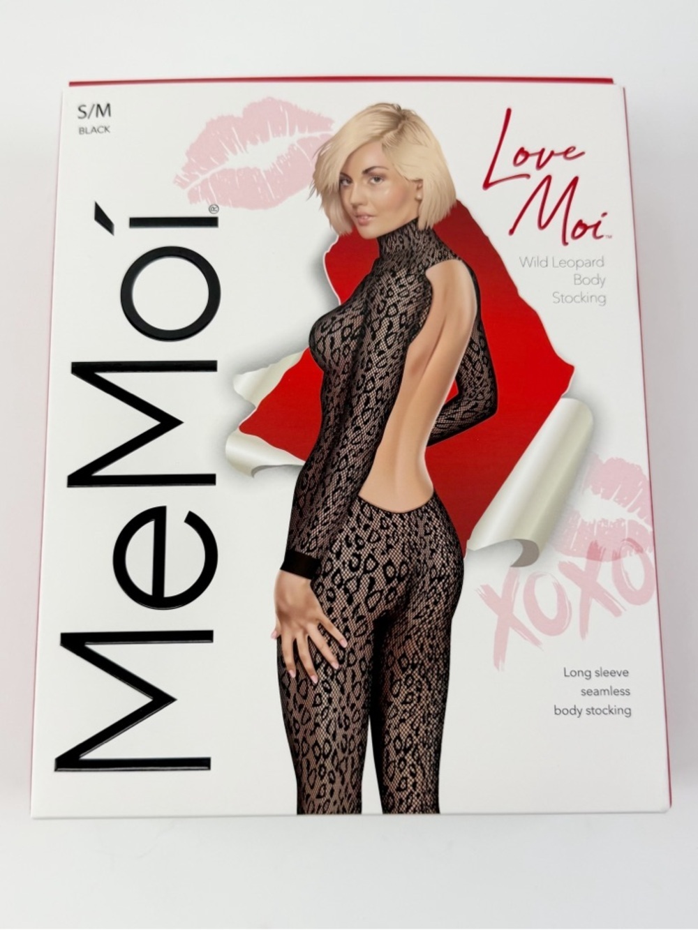 MeMoi Wild Leopard Body Stocking Womens Small Medium Black Seamless